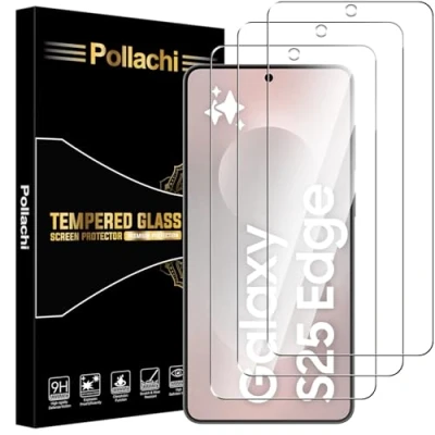 Afbeelding van Pollachi Samsung Galaxy S25 Plus displaybeschermfolie van gehard glas, hardheid 9H, onbreekbaar, anti vingerafdruk, zonder luchtbellen, 3 stuks