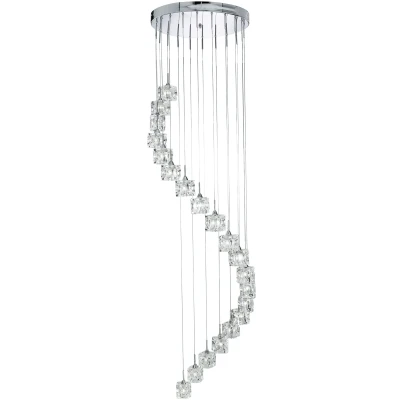 Afbeelding van Searchlight Ice Cube Hanglamp Ø 45 X 180 Cm 20 3W Dimbare LED Incl. Chroom