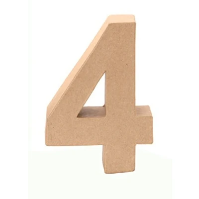 Afbeelding van Glorex 6 2029 134 Papp Number 4, van bruin karton, ca. 17,5 x 5,5 cm groot, om te beschilderen en beplakken, voor servettechniek decopatch, ideaal als decoratie