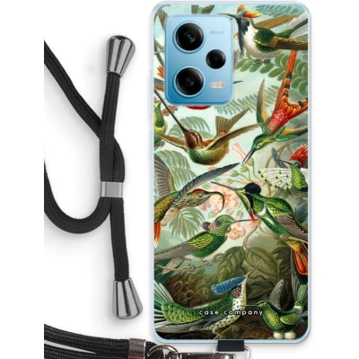 Afbeelding van Case Company® hoesje met Koord geschikt voor Xiaomi Redmi Note 12 Pro 5G Haeckel Trochilidae Telefoonhoesje Zwart Bescherming aan alle Kanten en Over de Schermrand