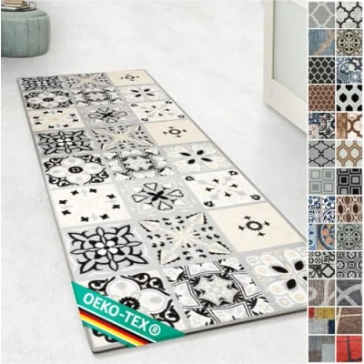 Afbeelding van Floordirekt Oosters vintage ornament tapijt Op maat gemaakt voor keuken, hal en woonkamer 80 x 300 cm, Dublin