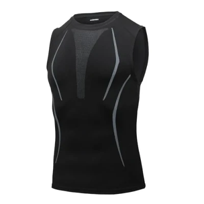 Afbeelding van AMZSPORT Compressiehemd voor heren, mouwloos, sneldrogend, gymnastiekvest, basislaag van het hardloopshirt, 111011 zwart