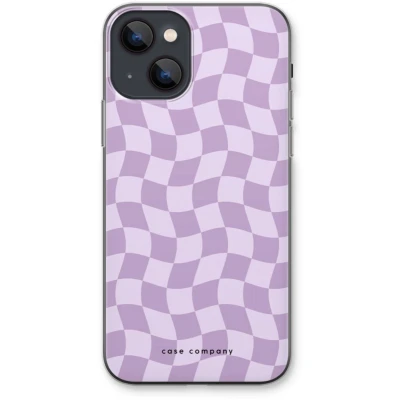 Afbeelding van Case Company® hoesje geschikt voor iPhone 13 Grid Paars Soft Cover Telefoonhoesje Bescherming aan alle Kanten en Schermrand