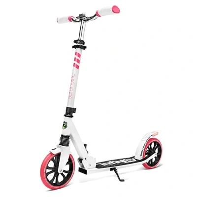 Afbeelding van SereneLife Kinderstep 2 Wiel met Verstelbaar T Bar Stuur Aluminium Antislip Dek Draagbare Opvouwbare Step voor Kinderen, Tieners Draagriem