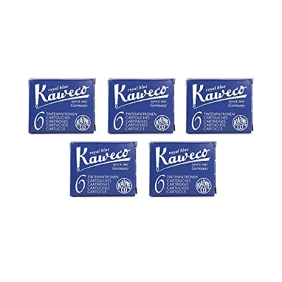 Afbeelding van Kaweco 30 stuks korte inktpatronen voor vulpen, koningsblauw (blauw).