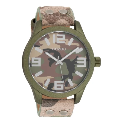Afbeelding van OOZOO Timepieces groene horloge met leren band C1067