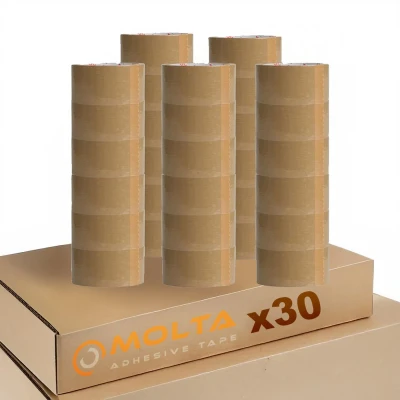 Afbeelding van MOLTA SOLVENTA PLUS BRUINE pakkettape 48 mm x 55 m Pakketplakband Kartontape Verpakkingstape voor pakketten en dozen 30 Rollen NATURAL RUBBER