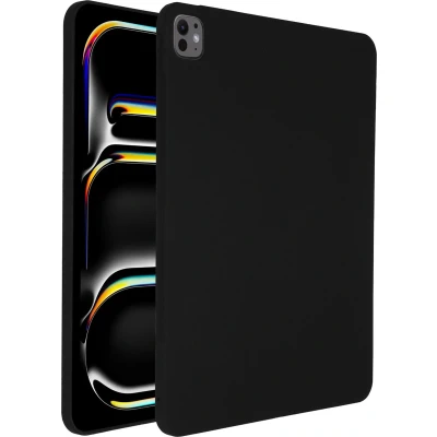 Afbeelding van Accezz Tablet Hoes Geschikt voor iPad Pro 13 (2024) M4 Liquid Silicone Backcover met penhouder Zwart