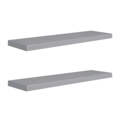 Afbeelding van Wandschappen zwevend 2 st 90x23,5x3,8 cm MDF grijs