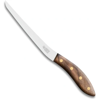 Afbeelding van Robert Herder Fileermes SeaKnives Edwin Vinke&#039;s Flexibel RVS Lemmet 170 mm Heft Walnotenhout