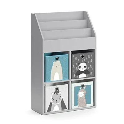 Afbeelding van Vicco Luigi Kinderboekenkast 72 x 114.2 cm met 4 vouwboxen Grijs
