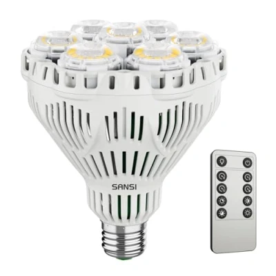 Afbeelding van SANSI Led tuinbouwlamp, dimbaar, voor kamerplanten, kweeklamp, E27, 40 W, volledig spectrum, timer 4/8/12 uur, 4 lichtsterktes kieming, groei, bloei (PPF 67 umol/s)