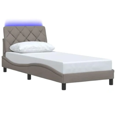Afbeelding van vidaXL Bedframe met LED zonder matras 80x200 cm stof taupe
