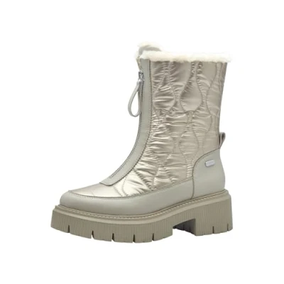 Afbeelding van Marco Tozzi Snowboots, Dames, Maat: 36, Taupe met comb Textiel/ synthetisch