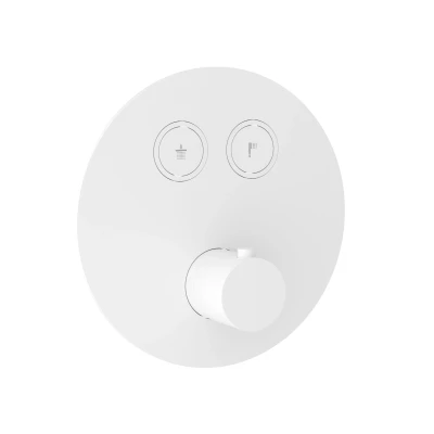 Afbeelding van HotBath Cobber PB009Q rechthoekige afbouwdeel voor inbouwthermostaat met 2 pushbuttons Verouderd Messing