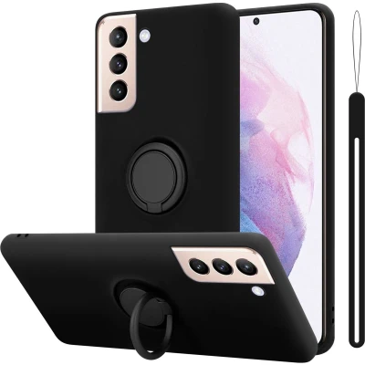Afbeelding van Cadorabo Hoesje geschikt voor Samsung Galaxy S24 PLUS in LIQUID ZWART Beschermhoes van flexibel TPU silicone Case Cover met ring