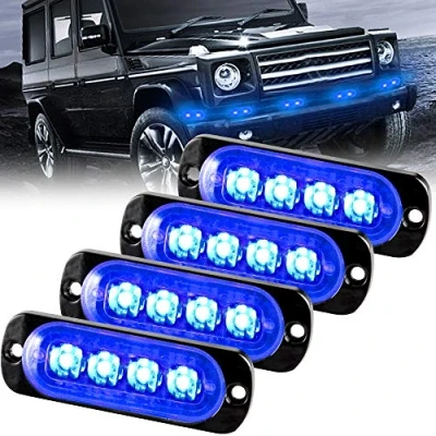 Afbeelding van Sidaqi 4PCS Sync functie 4 LED 12W Emergency Hazard Strobe Warning Grille Working Light Bar voor 12 24V Car Vehicle Truck veiligheid Knipperlicht Waarschuwingslicht (blauw)