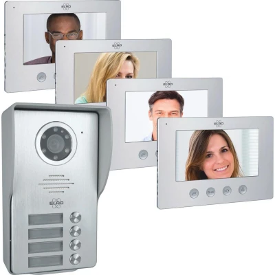 Afbeelding van Elro DV477W4 bedrade intercom deurbel met camera en 4 schermen
