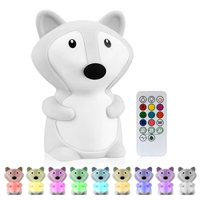 Afbeelding van Vicloon nachtlampje voor kinderen, siliconen lamp, 9 kleuren, oplaadbaar via USB, kan tijdgestuurd worden, decoratieve lamp decoratie, Kerstmis, slaapkamer,