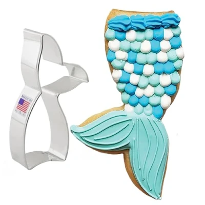 Afbeelding van Ann Clark Cookie Cutters Uitsteekvorm walvis en zeemeermin staart, 10,8 cm