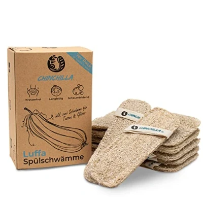 Afbeelding van Chinchilla Zero Waste Loofah spons set van 7 stuks 5 groot en 2 klein