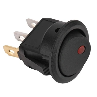 Afbeelding van Keenso Tuimelschakelaar, 12 V, aan/uit knop met led indicator, schakelaar, rond, voor auto, vrachtwagen, SPST rood