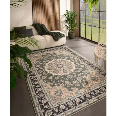 Afbeelding van Vintage Buitenkleed Valenca Nova Donkergroen 230x330 Cm
