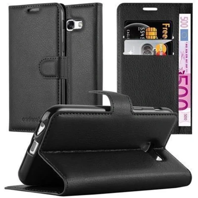 Afbeelding van Cadorabo Hoesje geschikt voor Samsung Galaxy A3 2017 in PHANTOM ZWART Beschermhoes met magnetische sluiting, standfunctie en kaartvakje Book Case Cover Etui