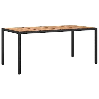 Afbeelding van vidaXL Tuintafel, 190 x 90 75 cm, polyrotan, acaciahout, zwart