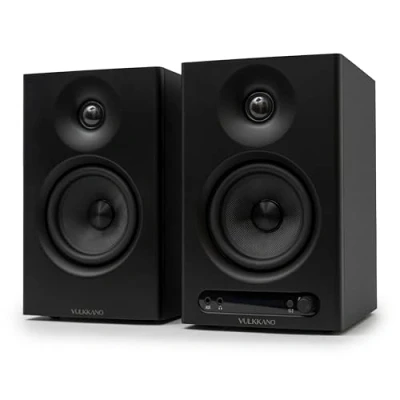 Afbeelding van VULKKANO PRO4 Studiomonitor met 4 inch woofer, Bluetooth, gebalanceerde TRS ingang, RCA, hoofdtelefoonuitgang, AUX, optisch, equalizer instellingen, pc monitorluidsprekers