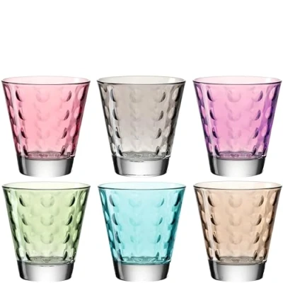 Image de Verres à  eau avec cercles en relief multicolore Lot de 6 assortis OPTIC