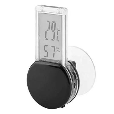Afbeelding van Digitale thermometer en hygrometer voor reptielen, werkt op batterijen, met geïntegreerde sensor, terrarium, terraria, zwart