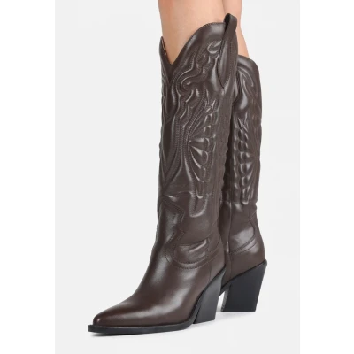 Afbeelding van Bronx NEW KOLE Cowboy/Bikerlaarzen, Dames, Maat: 39, Dark brown Leer