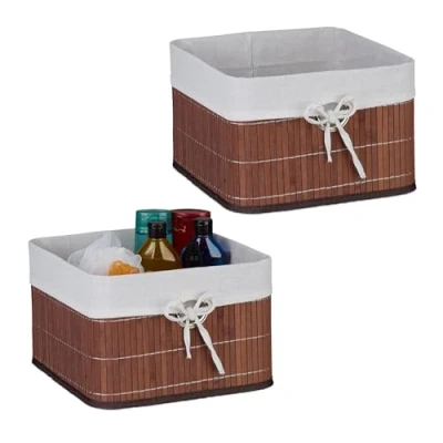 Afbeelding van opbergmand bamboe set van 4 20 x 31 cm badkamer bruin