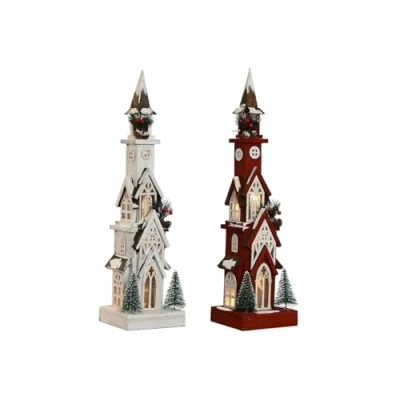 Afbeelding van Kerstversiering Home ESPRIT Wit Rood 16 x 14 63 cm (2 Stuks)