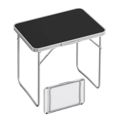 Afbeelding van Rootz Klaptafel Draagbaar bureau Compacte standaard Inklapbaar oppervlak Reiswerkstation Lichtgewicht bord Eenvoudig op te zetten plaat Zwart 70x60x50 cm