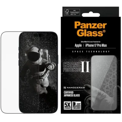 Afbeelding van PanzerGlass Ceramic Screenprotector met applicator voor de Apple iPhone 17 Pro Max