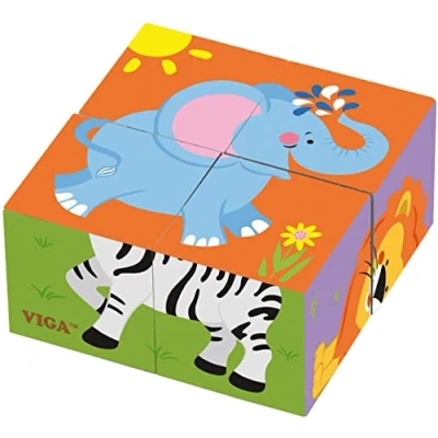 Afbeelding van Viga Toys Vormenpuzzel Blokken Safari