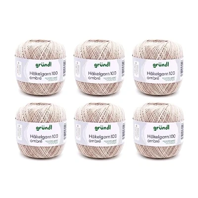 Afbeelding van Gründl 100 effen haakgaren (gemerceriseerd katoengaren voor haken van 100% katoen, g/566 m, naalddikte: 1,5 2, 6 x g), beige grijs