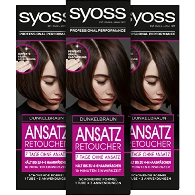 Afbeelding van Syoss Set van 3 x 60 ml semi permanente wortelkleuring donkerbruin niveau 1 voor 7 dagen zonder wortel een snelle en eenvoudige behandeling