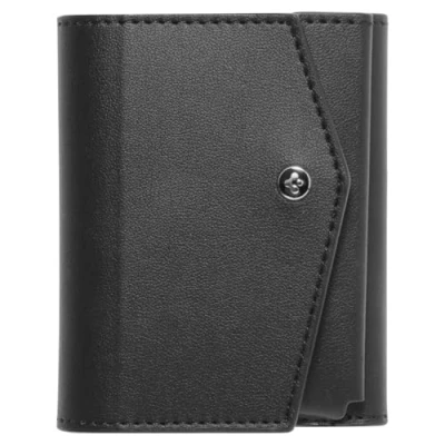 Afbeelding van Spigen Valentinus Pro Magfit Magnetische kaarthouder voor maximaal 3 kaarten en 10 bankbiljetten, compatibel met iPhone 16/15/14/13/12 modellen, Magsafe portemonnee van veganistisch appelleer, zwart