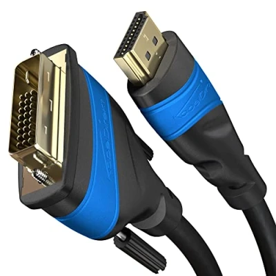 Afbeelding van KabelDirekt HDMI DVI adapter met bescherming tegen signaalstoringen A.I.S. 5m (24+1/HDMI bidirectionele monitorkabel, verbindt apparaat monitor, Full HD/1080p)