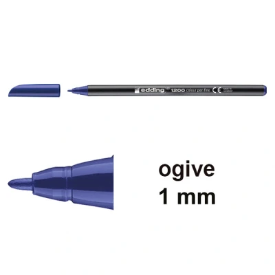 Image de edding 1200 feutre color pen, pointe ogive, bleu, largeur de tracé: 0,5 1,0 mm, encre à base d&#039;eau (4 003)
