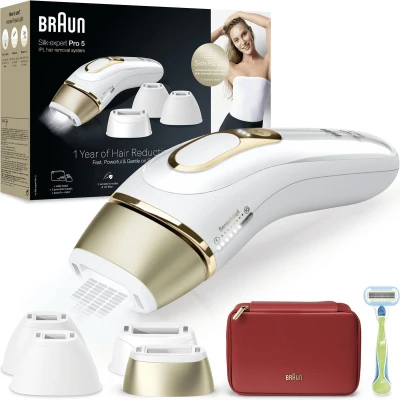 Afbeelding van Braun IPL Ontharingsapparaat Silk expert Pro 5 ontharing voor thuis Etui Venus scheersysteem 4 koppen PL5382