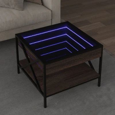 Afbeelding van Salontafel met Infinity LED 50x50x38 cm bruin eikenkleurig