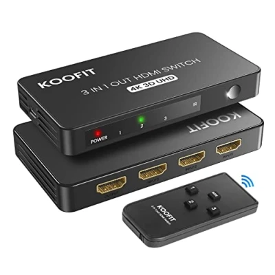 Afbeelding van Multi HDMI, HDMI stekkerdoos 4K Switch 3 ingangen 1 uitgang, schakelaar met afstandsbediening splitter Full HD 4K, poorten voor tv, PS5, Blu Ray speler, DVD, Xbox (zwart)