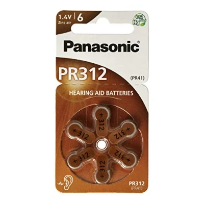 Afbeelding van Panasonic PR312 gehoorapparaatbatterijen, 60 stuks (10 verpakkingen)