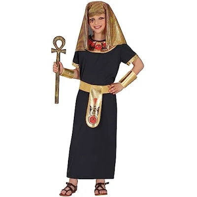 Afbeelding van Guirca Egypte Kostuum Farao Amenoogtep Van Het Grote Egyptische Rijk Kind Zwart, Goud 7 9 jaar Carnavalskleding Verkleedkleding
