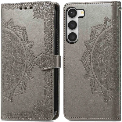 Afbeelding van iMoshion Hoesje Geschikt voor Samsung Galaxy S23 Plus Met Pasjeshouder Mandala Bookcase Grijs