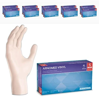 Image de gants jetables ARNOMED en vinyle S, 1000 pièces (10 boîtes), gant non poudre, jetable, vinyle, boite de jetables, disponibles tailles M, L &amp; XL, hygiene